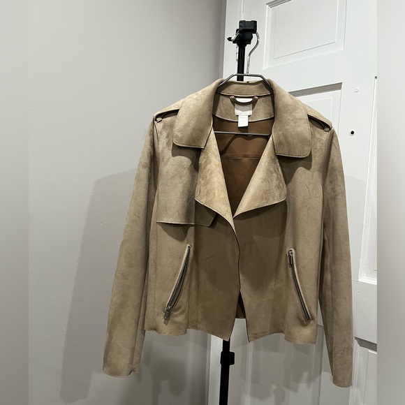 H&M Jackets & Blazers - Nude Khaki suede jacket SIZE S